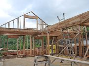 Floor Joists Started, Center Beam up, February 3, 2010