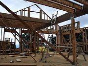 Floor Joists Started, Center Beam up, February 3, 2010