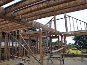 Floor Joists Started, Center Beam and Lally Column, February 3, 2010