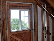 Barn Loft Door and Block and Tackle for Ridge Beam Outside, April 5, 2010