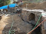 Blue Rock Walls in Front of House, Oct. 29, 2009