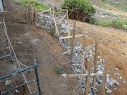 Blue Rocks On Top Terraced Wall