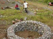 First of Four Blue Rock Planters