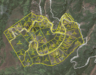 Google Earth Image. Maluhia Lots Outlined in Yellow