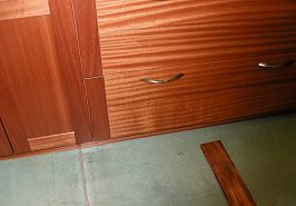 Detail of Pacific Source Natural Mahogany Euro-style Cabinets for Kitchen and Bathrooms