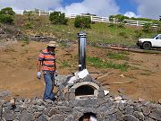 Blue Rock Veneer on Pizza Oven, September 13, 2010