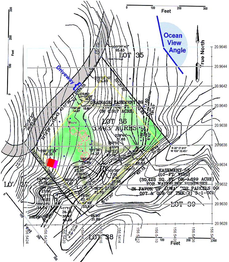 Topographic Map with Workshop - Each Contour Line is Five Feet